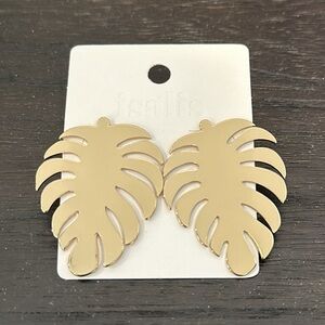 Gold Monstera Earrings